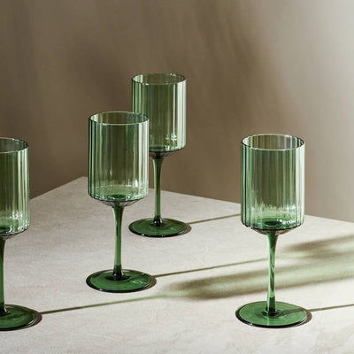 Argos Habitat Green Wide Ribbed Set of 4 Wine Glasses- Buy online at McGrocer