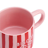 Argos Home Bisous XOXO red stripe ceramic mug 330ml - British product