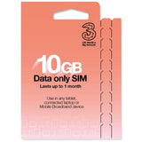 Three Pay As You Go 10GB Data SIM card (British brand)