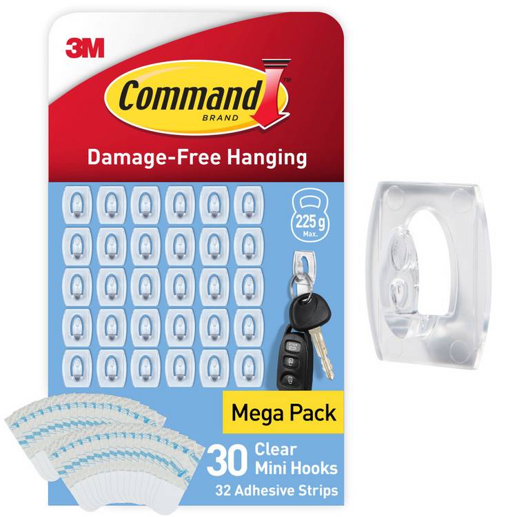 Command Mini Clear Hooks pack of 30 (British brand)