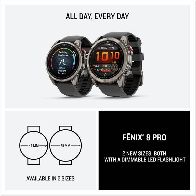 Garmin Fenix 8 Pro smartwatch 47mm, imported from the UK