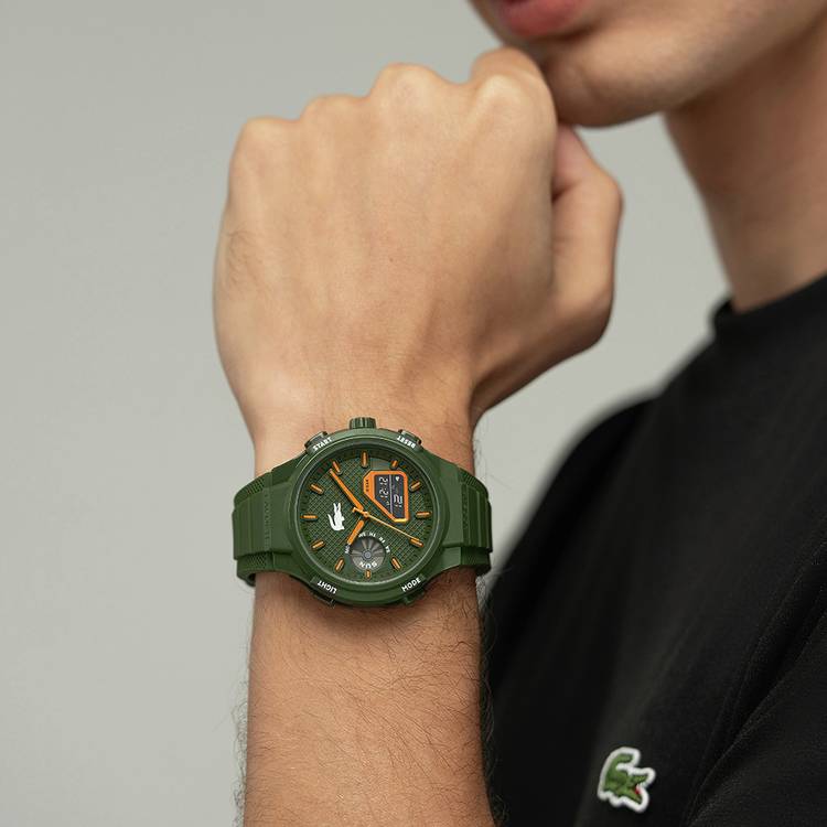 Lacoste green silicone strap digital watch, UK version