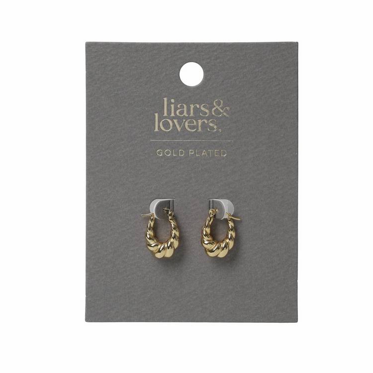 Liars & Lovers gold chunky twisted hoop earrings - British product