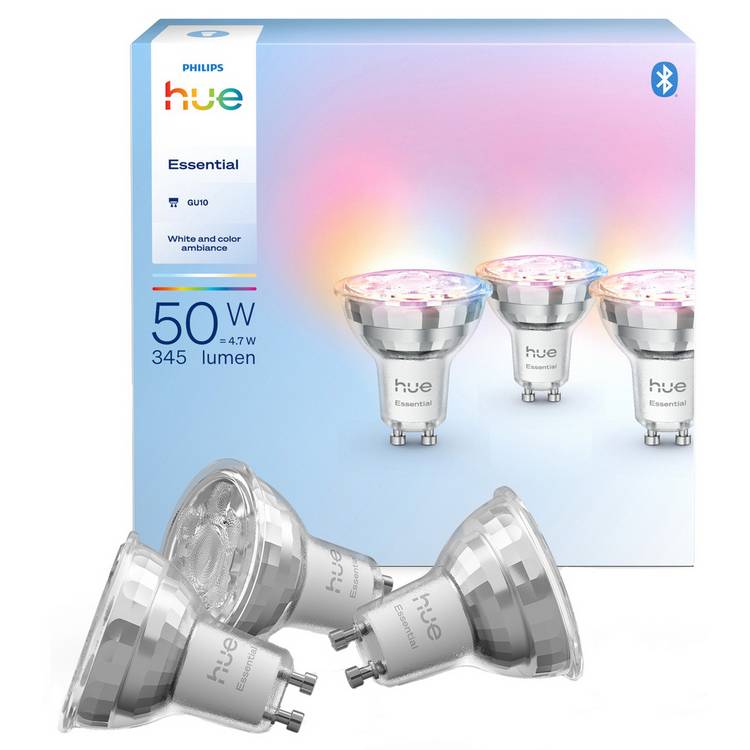 Philips Hue Essential GU10 smart light bulb 3-pack - British product