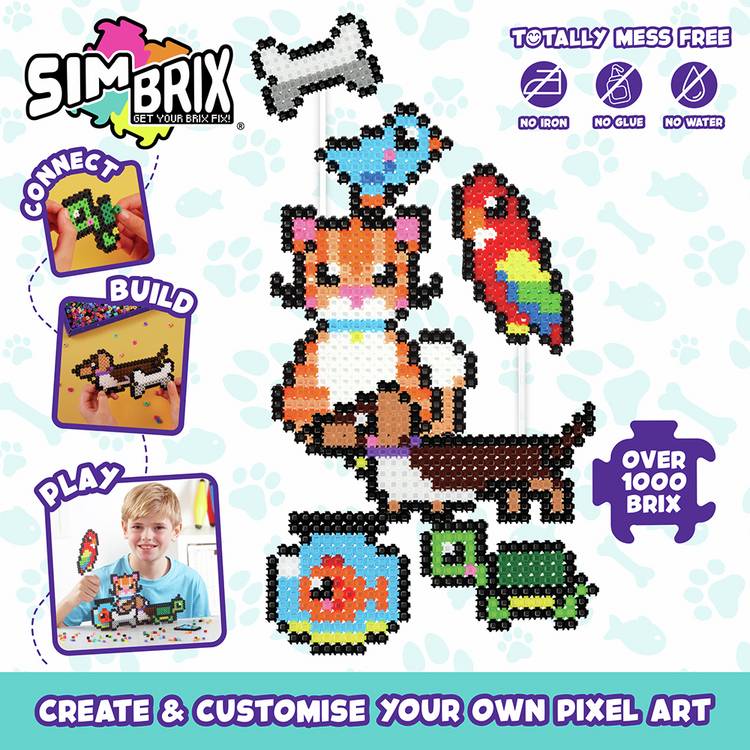 Simbrix Playful Pets pixel art craft start pack, UK version