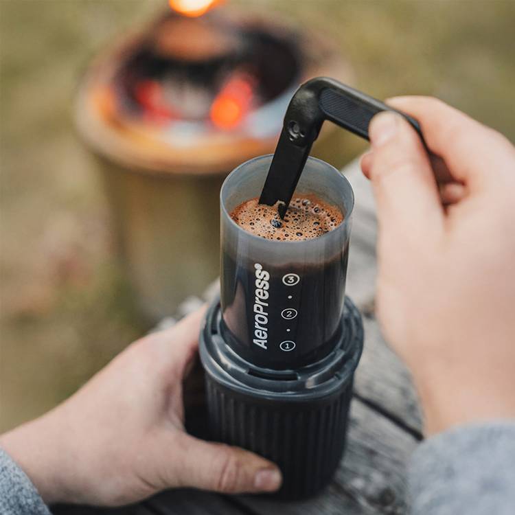 AeroPress Go Dark Grey travel coffee maker (British brand)