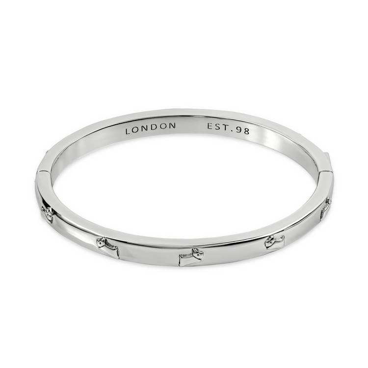 Radley silver plated jumping dog bangle, UK version