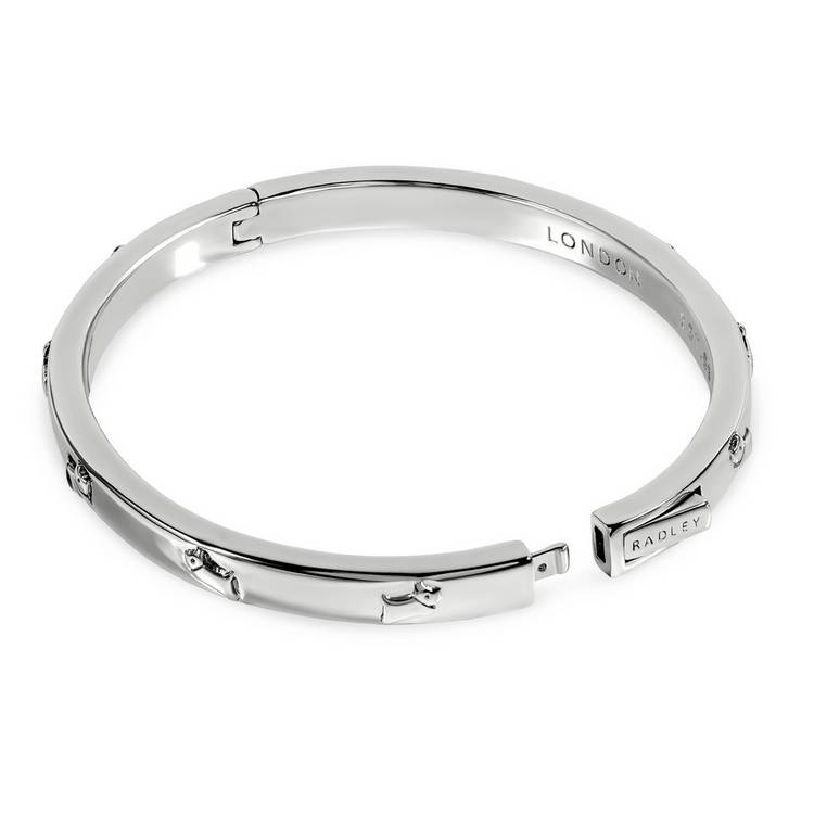 Radley silver plated jumping dog bangle, UK version