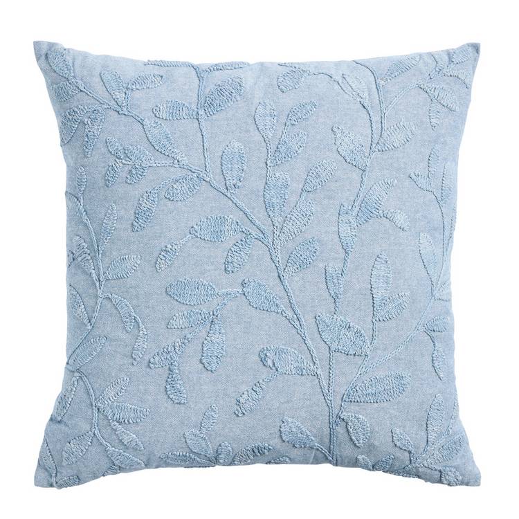 Argos Home leaf embroidery cushion blue 50x50cm British brand