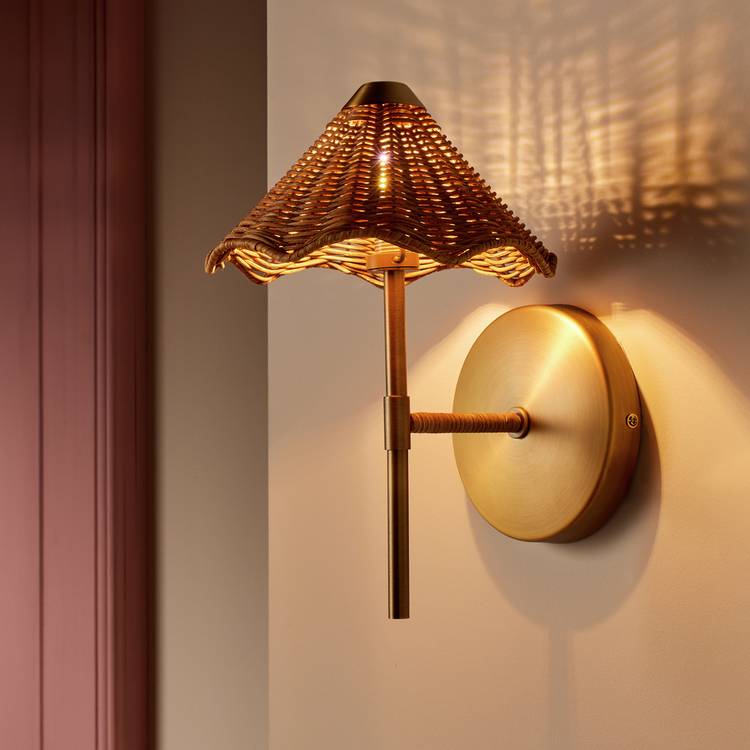 Habitat Norah rattan wall light natural, UK version