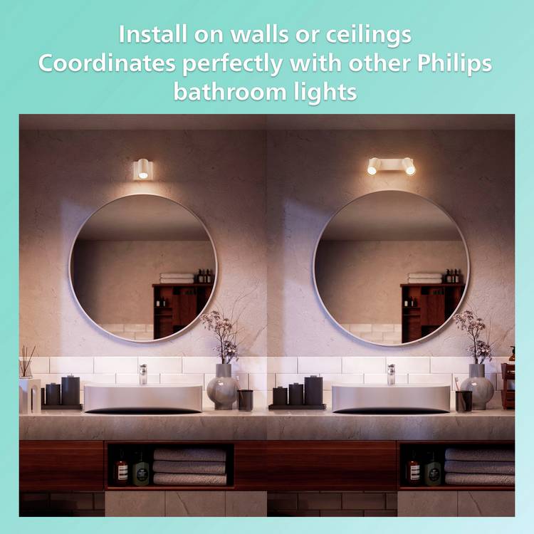 Philips Idris white 3-light plate spotlight (British brand)