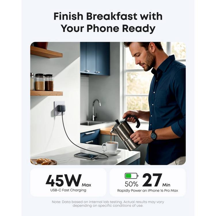 Anker 45W USB-C Nano Charger in Black - British product