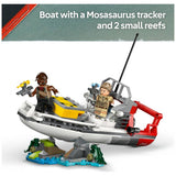 LEGO Jurassic World Mosasaurus Boat Mission toy set, UK version