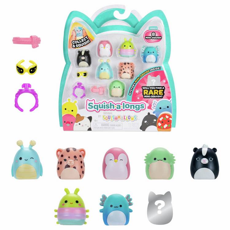 Squish-a-longs collectable toys pack of 8 miniature Squishmallows (British brand)