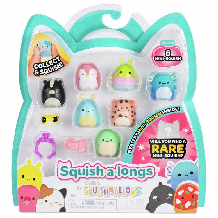 Squish-a-longs collectable toys pack of 8 miniature Squishmallows (British brand)