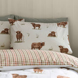 Catherine Lansfield Highland Cow reversible bedding set single, imported from the UK