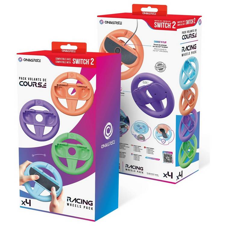 Oniverse racing wheels 4 pack for Nintendo Switch 2, imported from the UK