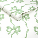 Cath Kidston Ribbon Bow Sage wallpaper roll, imported from the UK