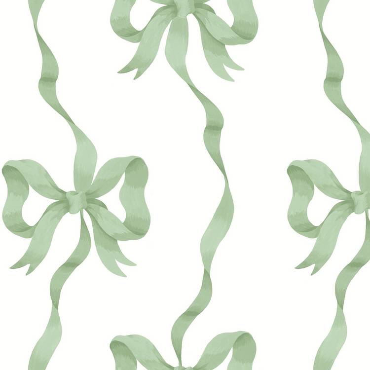 Cath Kidston Ribbon Bow Sage wallpaper roll, imported from the UK
