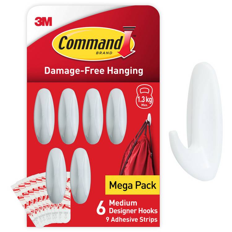 Command Designer Medium Hooks Pack of 6, UK version