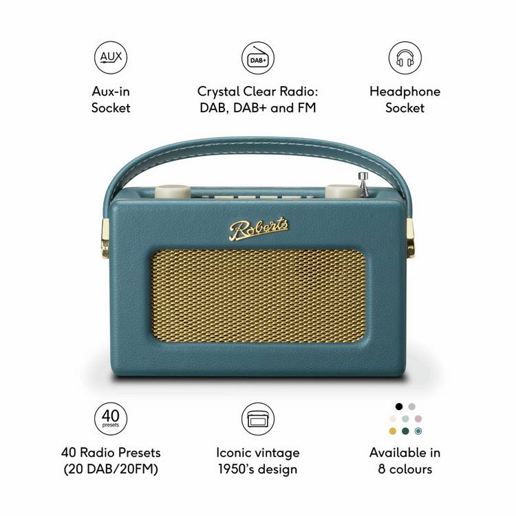 Roberts Revival Uno BT DAB radio teal blue - British product