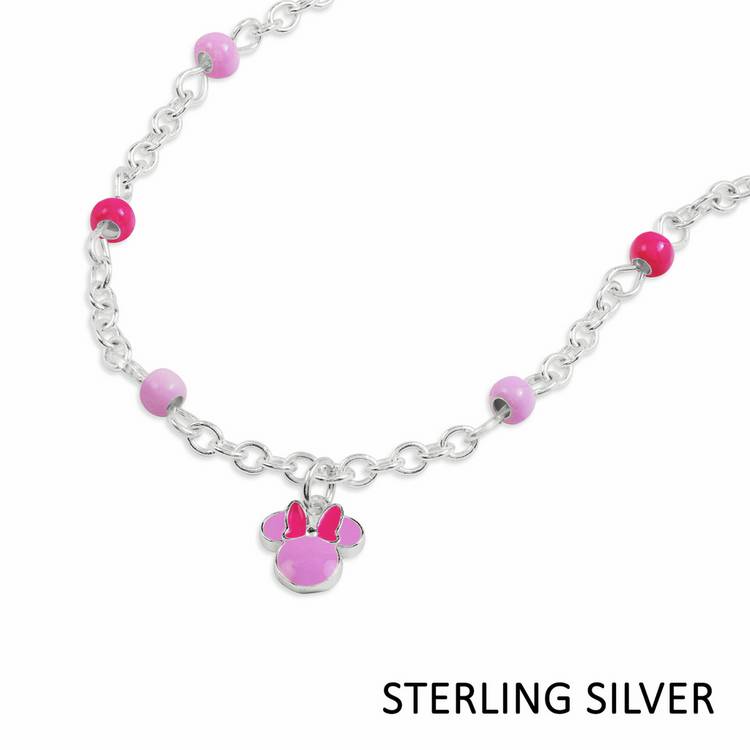 Disney Minnie Mouse pink charm bracelet sterling silver, imported from the UK
