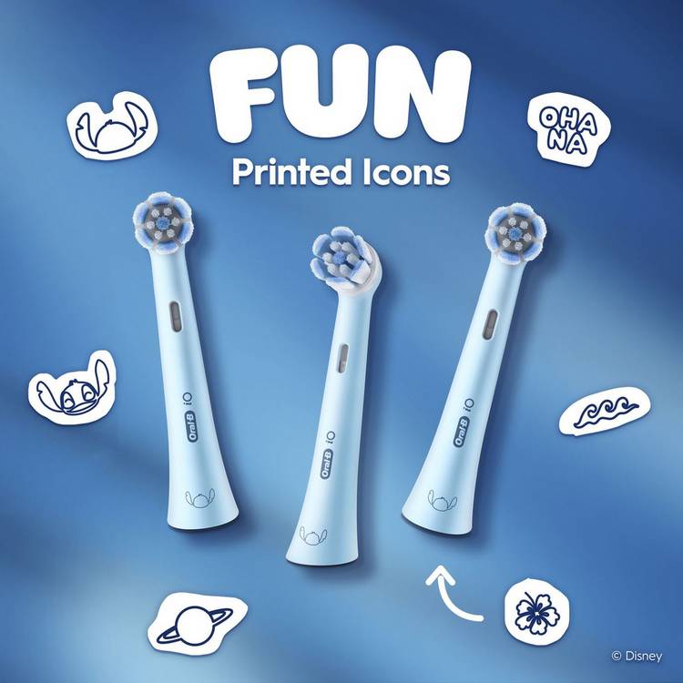 Oral-B iO Kids Disney Stitch electric toothbrush head pack of 2, UK version
