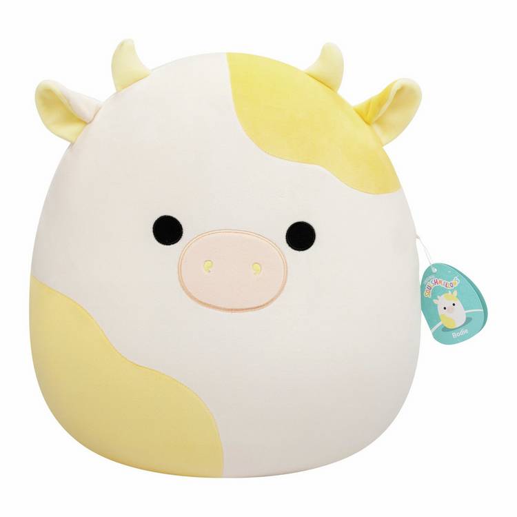 Squishmallows Bodie yellow spotted cow soft toy 16 inch (British brand)