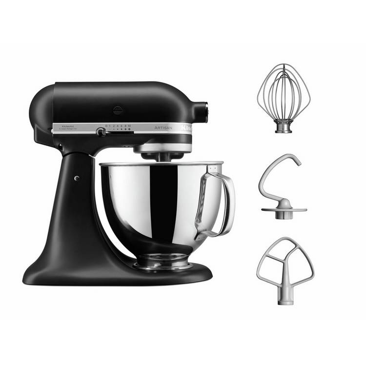 KitchenAid Artisan 4.8L stand mixer black, imported from the UK