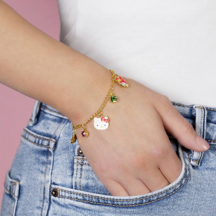 Hello Kitty charm bracelet with friends charms, adjustable chain, UK version