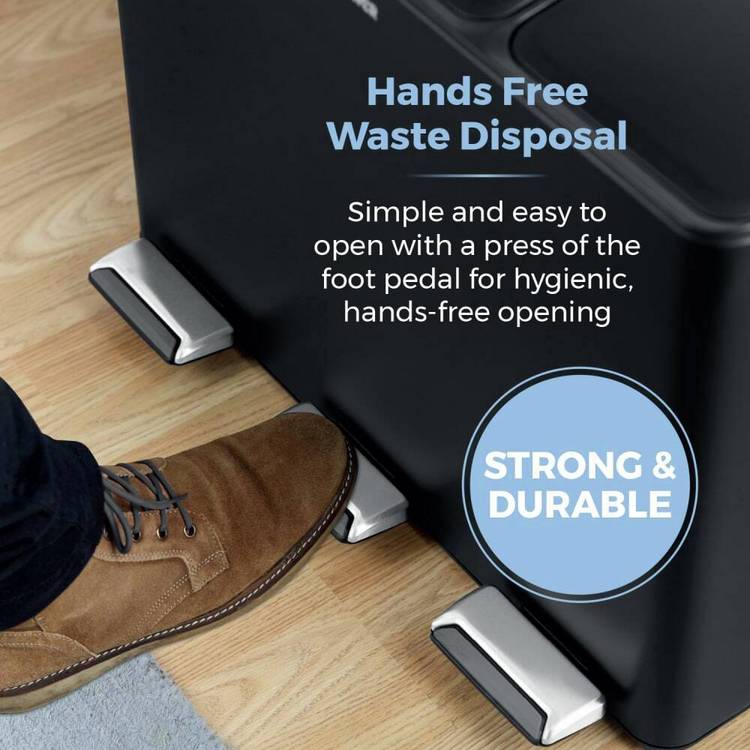 Tower three compartment recycling pedal bin 45L, UK version