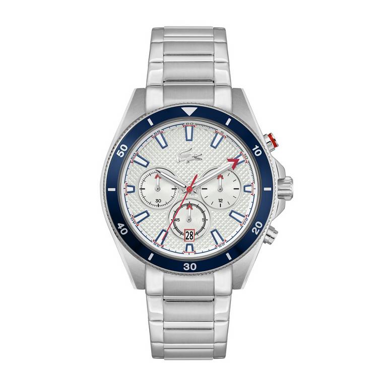 Lacoste Mainsail silver stainless steel watch 43mm, imported from the UK