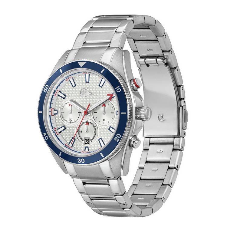Lacoste Mainsail silver stainless steel watch 43mm, imported from the UK