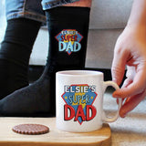 Personalised Super Dad mug and socks set, UK version