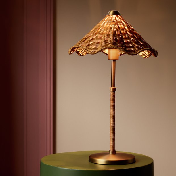 Habitat Norah rattan table lamp natural (British brand)