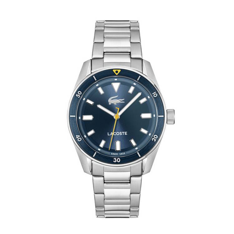 Lacoste men's silver stainless steel bracelet watch, imported from the UK
