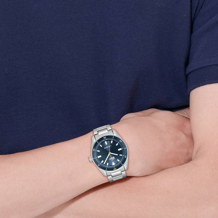 Lacoste men's silver stainless steel bracelet watch, imported from the UK