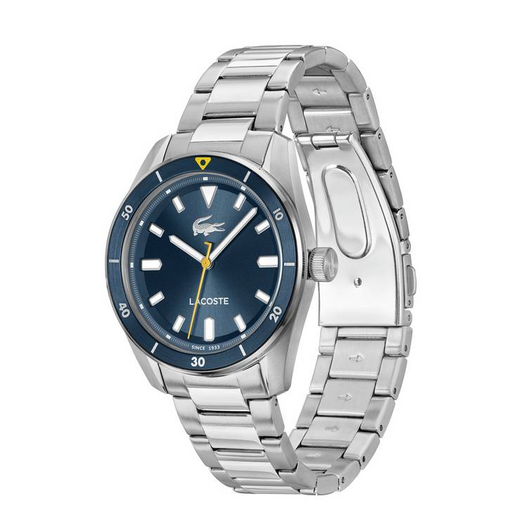 Lacoste men's silver stainless steel bracelet watch, imported from the UK