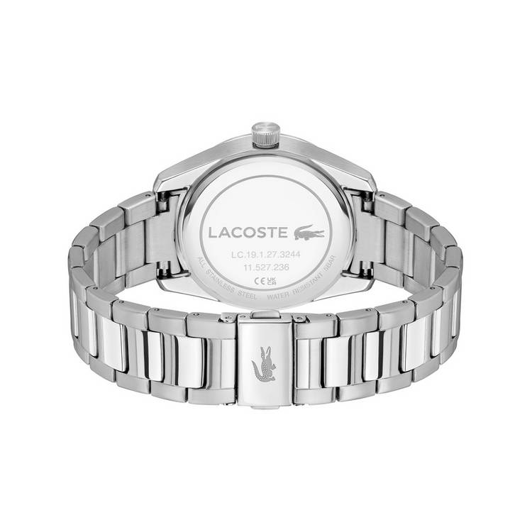 Lacoste men's silver stainless steel bracelet watch, imported from the UK