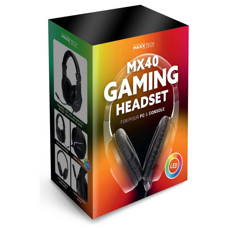 Maxx Tech MX40 LED gaming headset black - British product