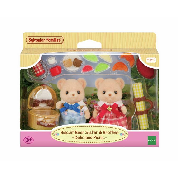 Sylvanian Families Biscuit Bear boy and girl playset 11cm, UK version