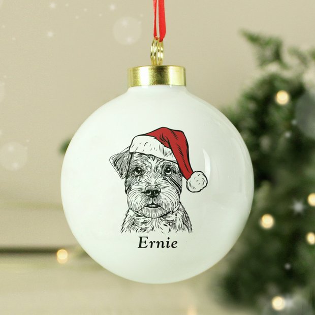 Personalised dog breed stoneware bauble 6cm (British brand)