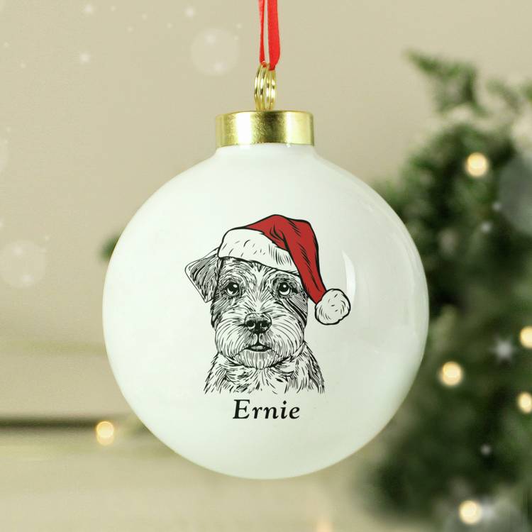 Personalised dog breed stoneware bauble 6cm (British brand)