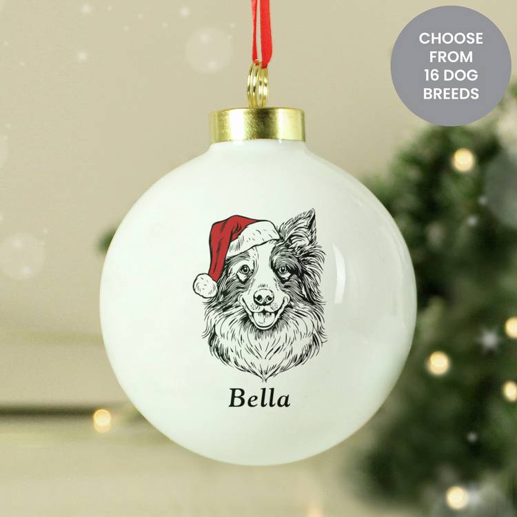 Personalised dog breed stoneware bauble 6cm (British brand)