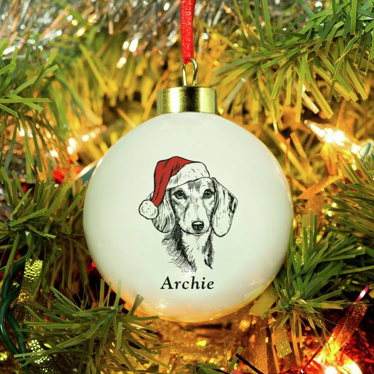 Personalised dog breed stoneware bauble 6cm (British brand)