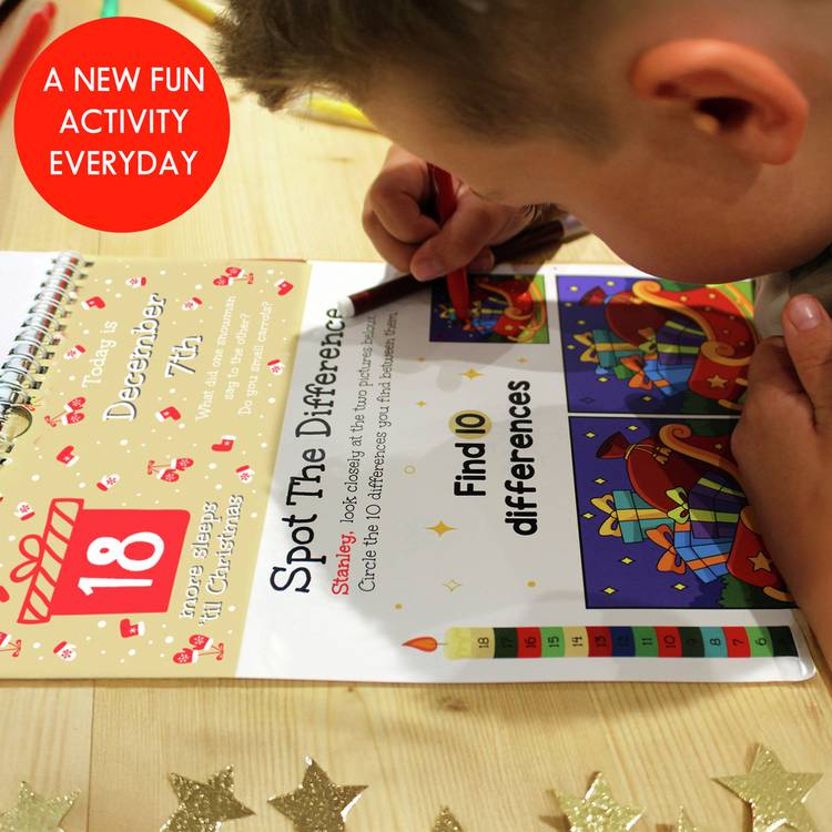 Christmas activity calendar personalised 24 sleeps A4 (British brand)