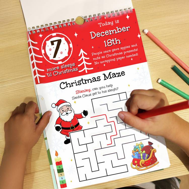 Christmas activity calendar personalised 24 sleeps A4 (British brand)