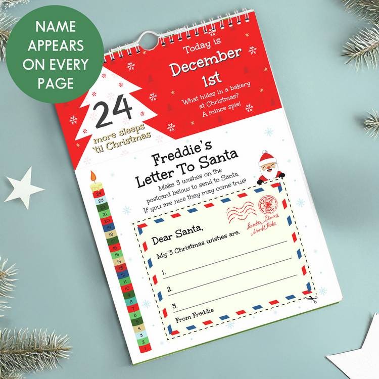 Christmas activity calendar personalised 24 sleeps A4 (British brand)