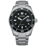 Citizen men's black dial stainless steel watch 43mm - British product