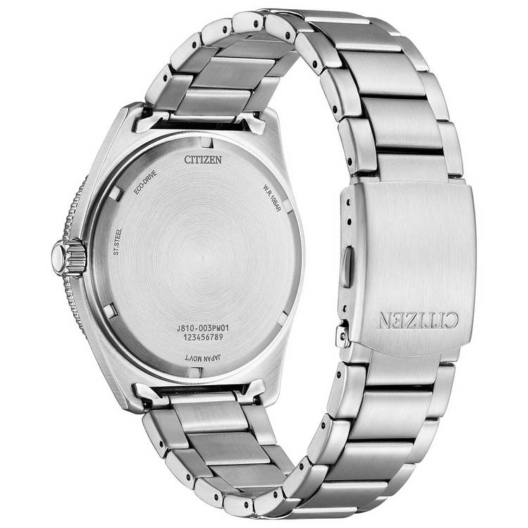 Citizen men's black dial stainless steel watch 43mm - British product